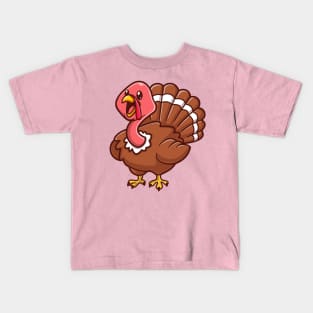 Cute Turkey Bird Chicken Cartoon Kids T-Shirt